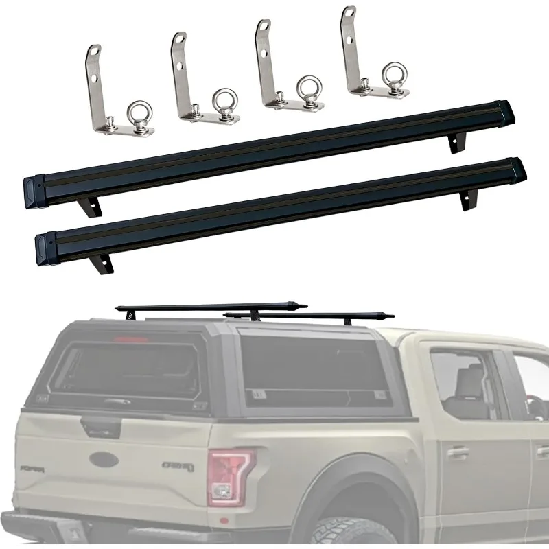 Van Roof Ladder Rack,2 Bars,Heavy Duty Aluminum Roof Rack Cross Bar(Drilling Required) Universal Pickup Topper Ladder Rack