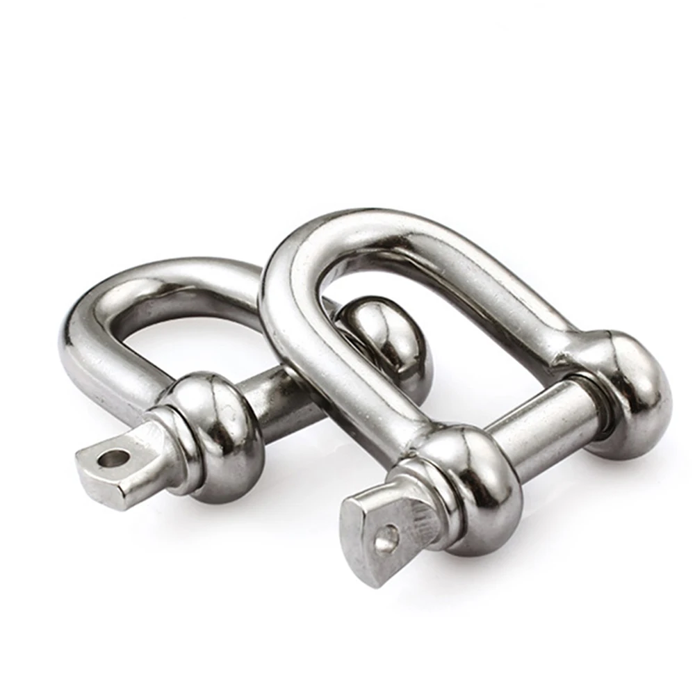 10PCS Stainless Steel U-Bolts Cable Buckle D Shaped Shackle Type U Sling Rope Screw Hook M4/M5/M6/M8 for Secure Fastening
