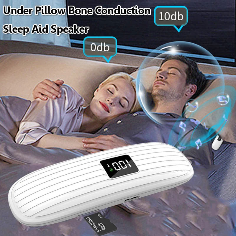 Under Pillow Bone Conduction Bluetooth Speaker Wireless Sleep Aid Soundbar with LED Display Support TF Card Play Timed Shutdown