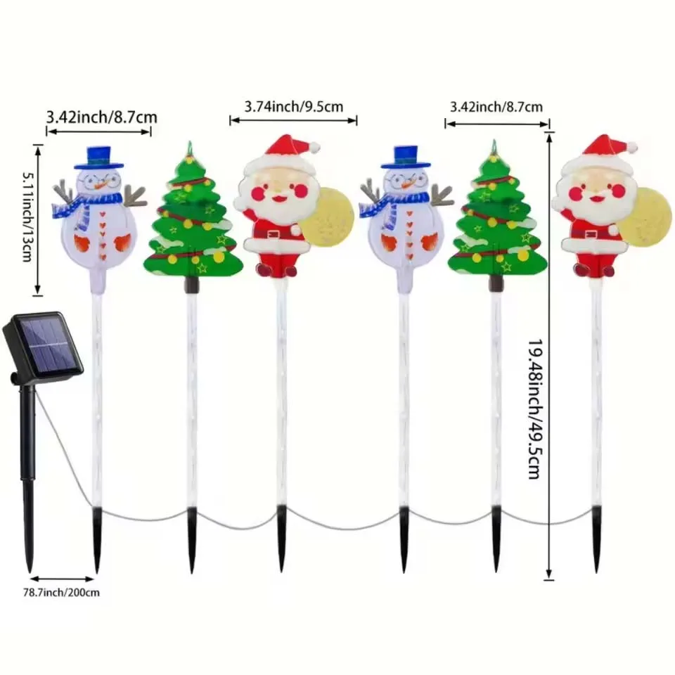 1Set of Solar Santa Claus&Christmas Tree and Elk 6 in 1 Lawn Lights Outdoor Garden Solar Lawn Lights For Lawn Yard Holiday Decor - view 6