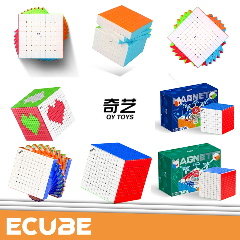 

[ECube] QiYi NxNxN Series Professional Speed Cube Puzzle Toy No Mag & Core Mag 8x8 9x9 10x10 11x11 for Boys Children's Gift