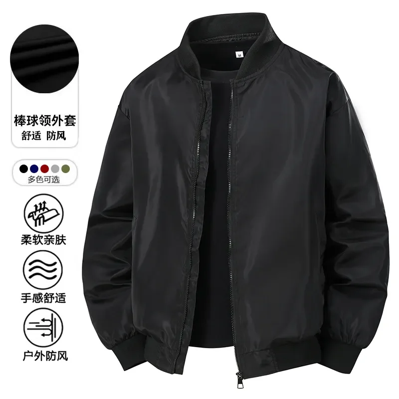 

Autumn and Winter Men's Stand Collar Casual Zipper Jacket Outdoor Sports Coat Windbreaker Jacket for Men Waterproof Bomber