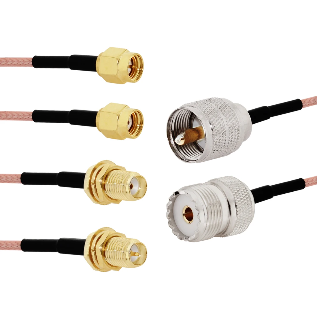 RG316 UHF PL259 SO239 to SMA Male Plug & Female Jack Straight Connector RF Jumper Pigtail Cable 6