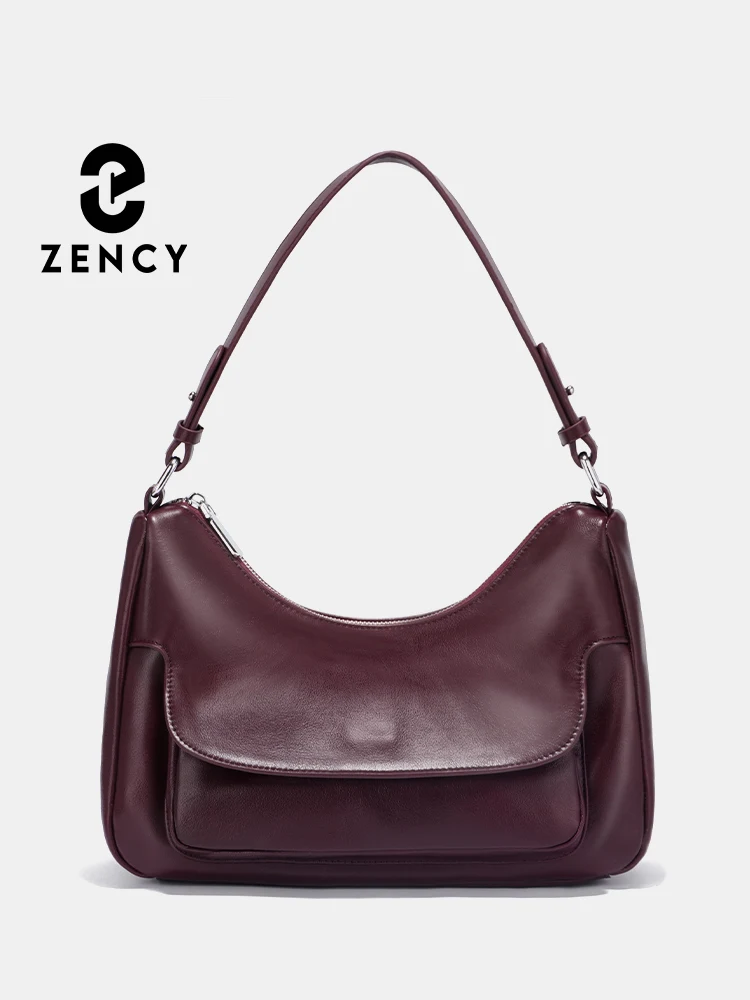 Zency Women's Casual Hobo Bag 100% Genuine Leather Soft Shoulder Bag Ladies Luxury Designer Handbag 2024 Trend Crossbody Brand