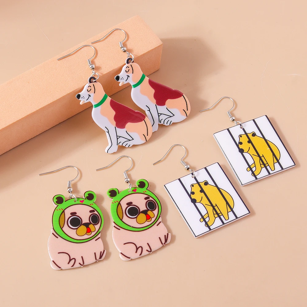 Aihua New Boho Acrylic Animal Earrings Whale Fish Bird Dragonfly Butterfly Dinosaur Cat Dog Earrings for Women Jewelry Gifts