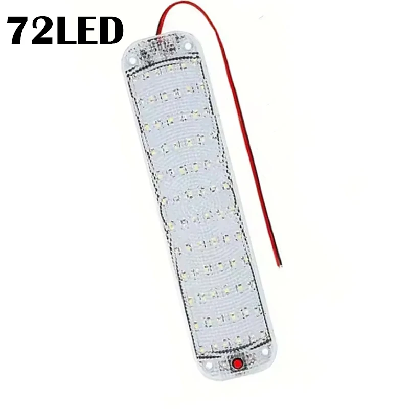 12V-80V High Brightness LED Panel Light Bar 72LED Car Interior Ceiling Dome Light With Switch For RV Trailer Boat Cargo Camper