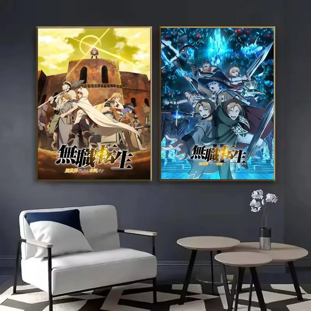 Mushoku Tensei Jobless Reincarnation Poster Waterproof Sticky Wall Art Print For Bedroom Living Room Hallway Bar Home Decor