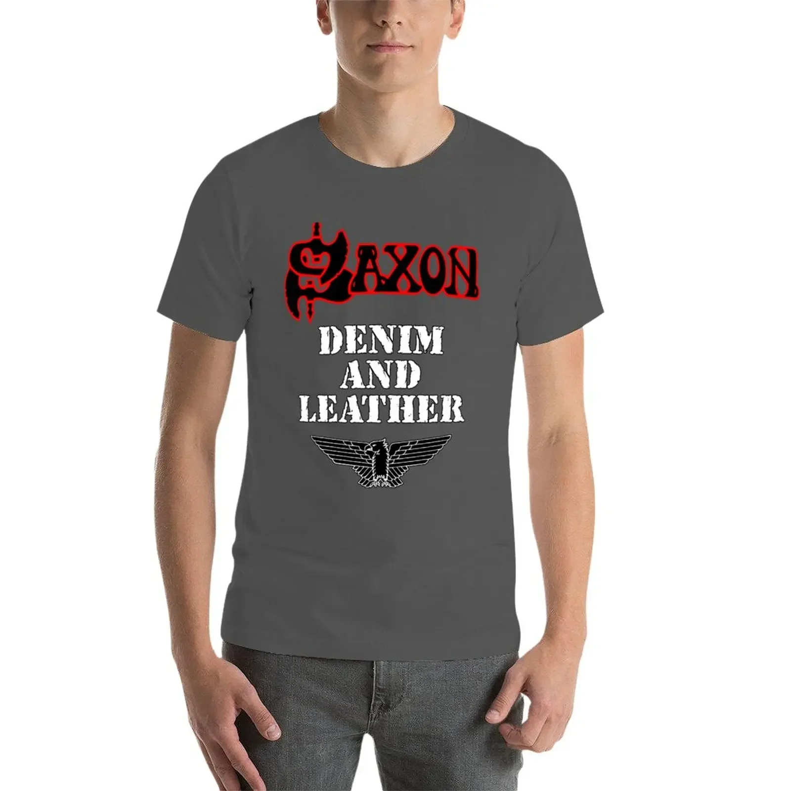 Camiseta de mezclilla y cuero de Saxon para hombre, camisa clásica de la vieja escuela, Heavy Metal, NWOBHM, gráficos