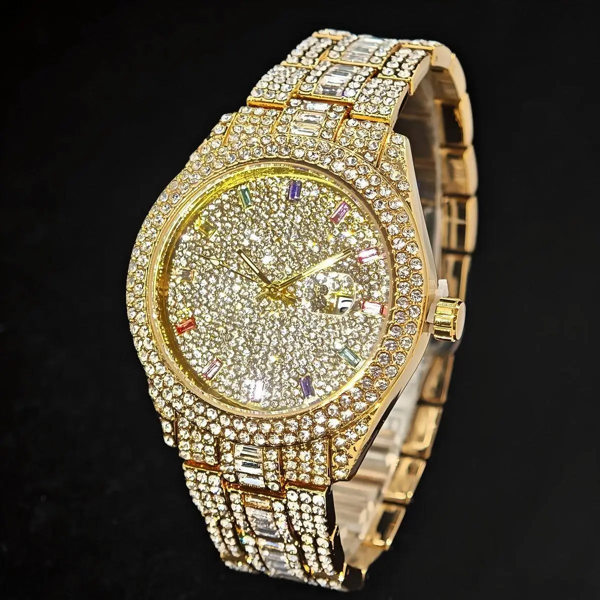 新しい-uniguet-メンズ-クォーツ時計-高級防水ヒップホップデザイン-カレンダー付き-ダイヤモンドディテール-ファッショナブルな腕時計-彼へのギフト