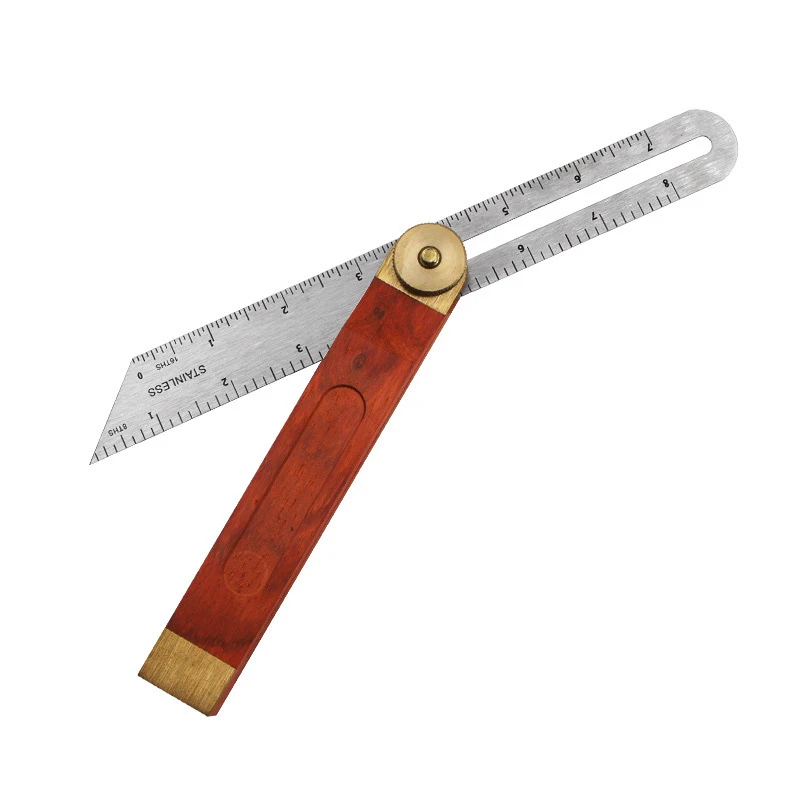 9Inch Adjustable Angle Rulers Gauges Tri Square Sliding T-Bevel with Wooden Handle Ruler Gauge Protractors Carpentry Tools