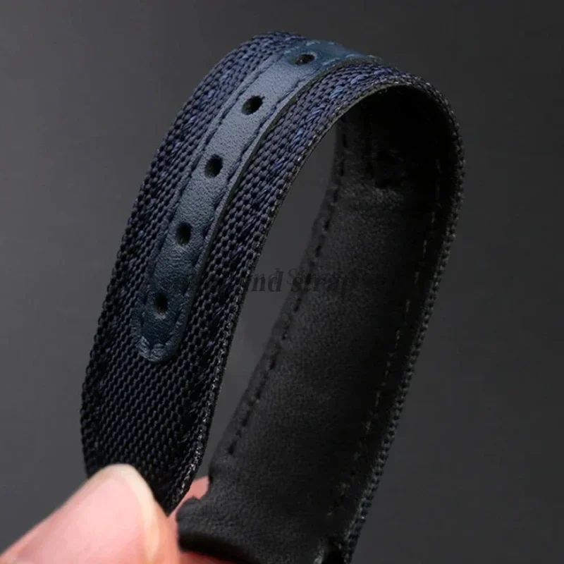 Curved End Nylon Leather Watch Band for Omega Planet Ocean Seamaster 300 Belt Men Women Canvas 20mm 22mm Watch Strap Accessories