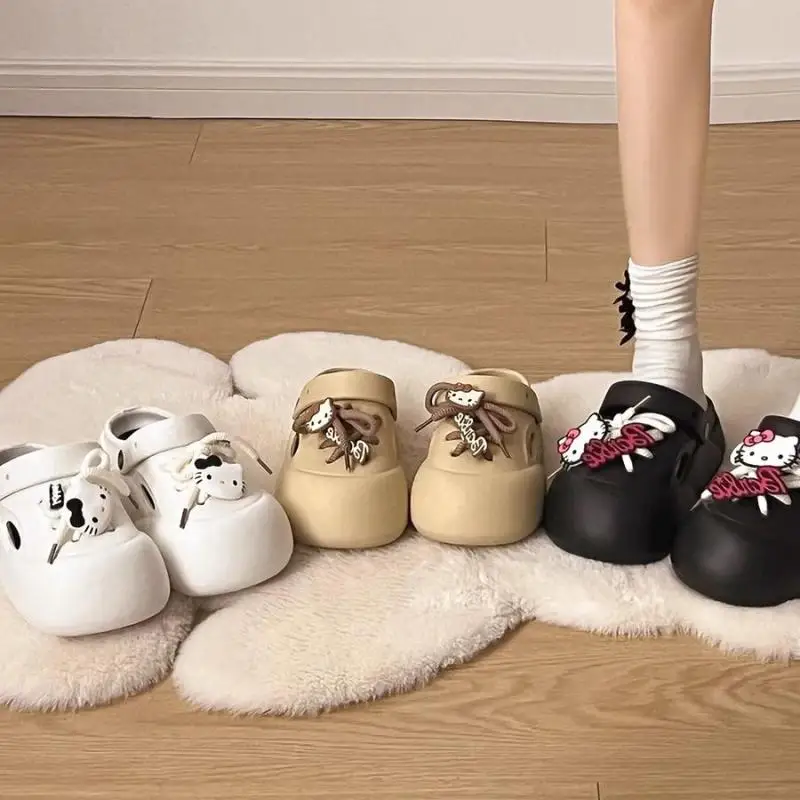 

Sanrio Hello Kitty Cute Cartoon Baotou Slippers Women's Shoes Casual Fashion Outdoor Thick Sole Soft Beach Shoes Anti-Slip Shoes