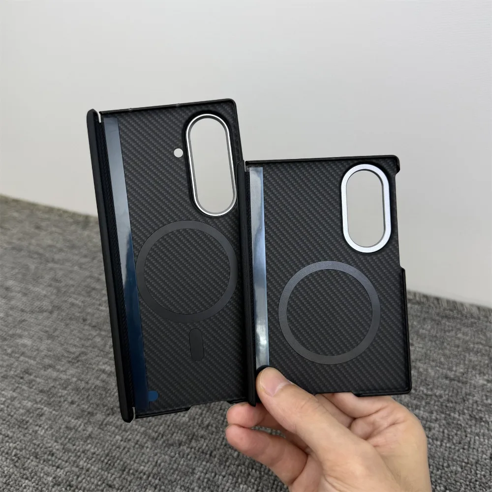 Businss 600D Carbon Fiber for Magsafe Case for Samsung Galaxy Z Fold 8 Ultra 7 6 5 Magnetic Hinge Shell Ultra-thin Protect Cover