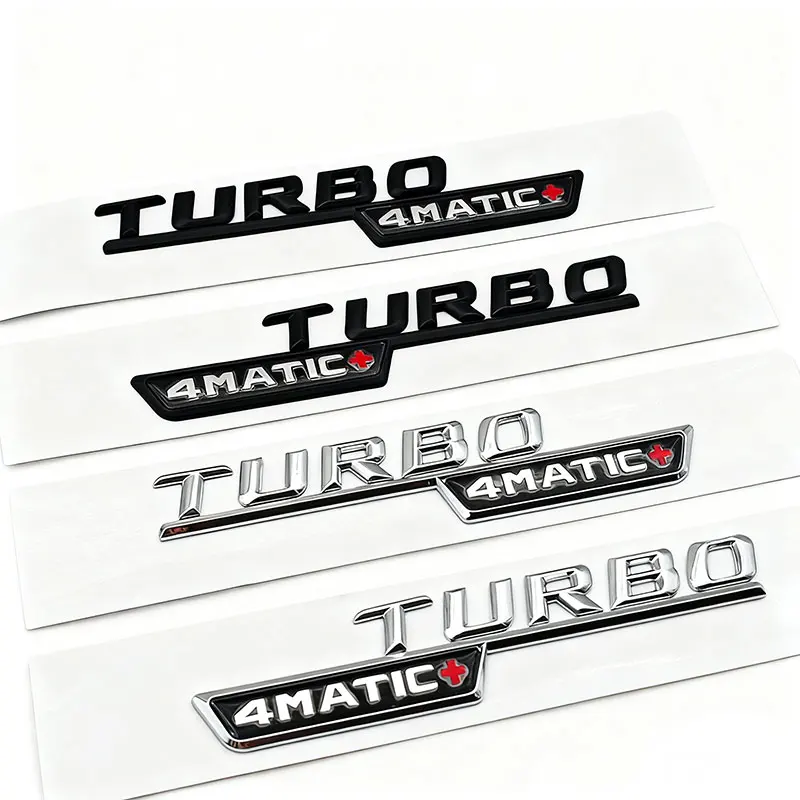 2 Stück ABS Logo TURBO 4MATIC Emblem Auto Kotflügel Seitenabzeichen für GLE53 GLA45 A45 A35 CLA35 CLA45 C117 W117 W176 W177 X156 – Detail 2