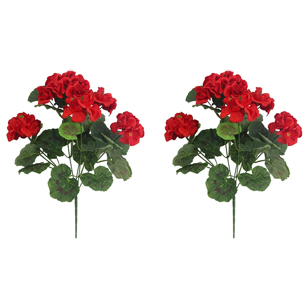 2 stks Kunstbloemen Faux Geranium UV-bestendig Nep Zijden Bloem voor Planter Outdoor Tuin Patio Decor Thuis Tafeldecoratie