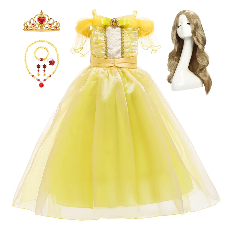 Girl Beauty Belle Princess Dresses Kids Halloween Costume Child Cinderella Dress Up Clothes Girls Christmas Queen Cosplay Gown