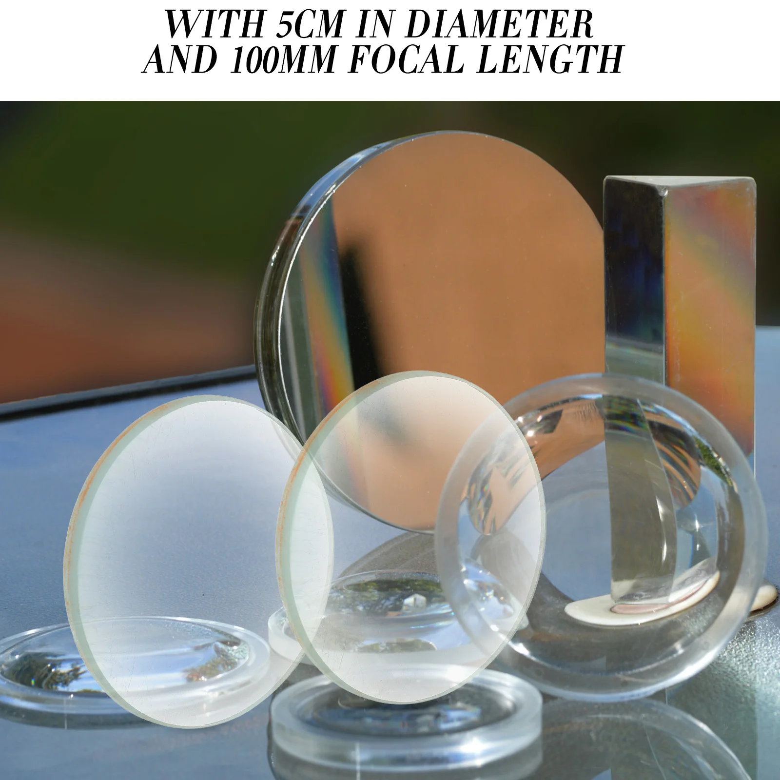 

3Pcs Double Convex Glass Lens Optical 50mm Diameter 100mm Focal Length for Lab Science Experiments Student Demonstrations