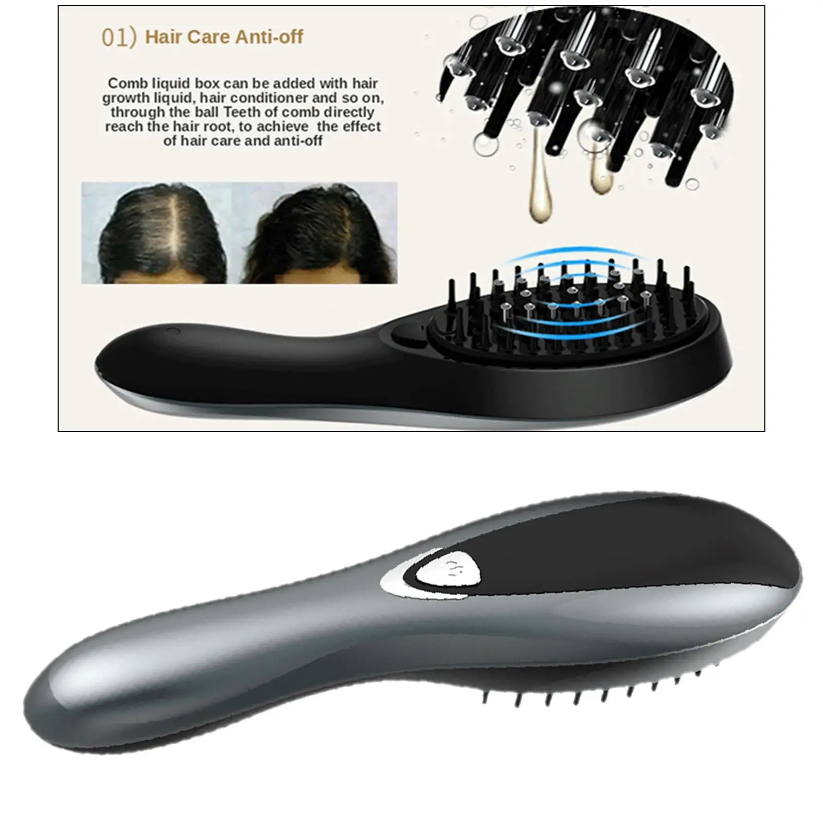 1pc Vibrating Electric Massage Comb Anti-Static for Man Woman 3 Speeds