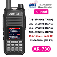 ABBREE AR-730 6 Bands Amateur Ham Two Way Radio 256CH Air Band Walkie Talkie NOAA VOX USB SOS LCD Color Police Scanner Aviation