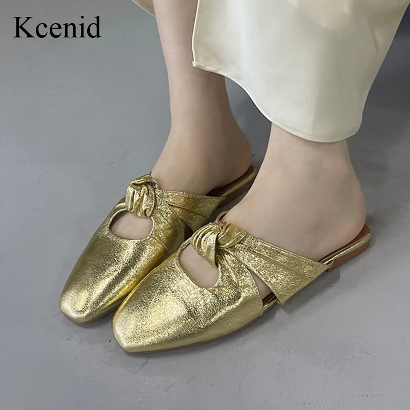 

Kcenid/женские мягкие сабо без шнуровки с круглым носком на плоской подошве и модным узлом, большие размеры 42, 43, удобная летняя повседневная обувь