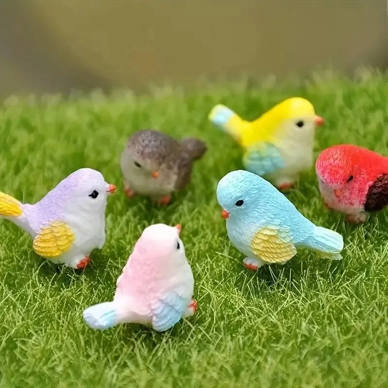 8pcs Miniature Bird Figurines, Mock Animal Toy Mini Cute Pet ModelFOr Fairy Garden, Moss Micro Landscape