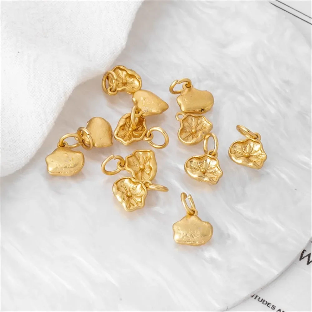 

1 шт., подвеска в виде листьев лотоса из матового золота 18 карат, 8 мм, браслет из бисера, ручная веревка, антикварный кулон «сделай сам», очаровательные ювелирные изделия