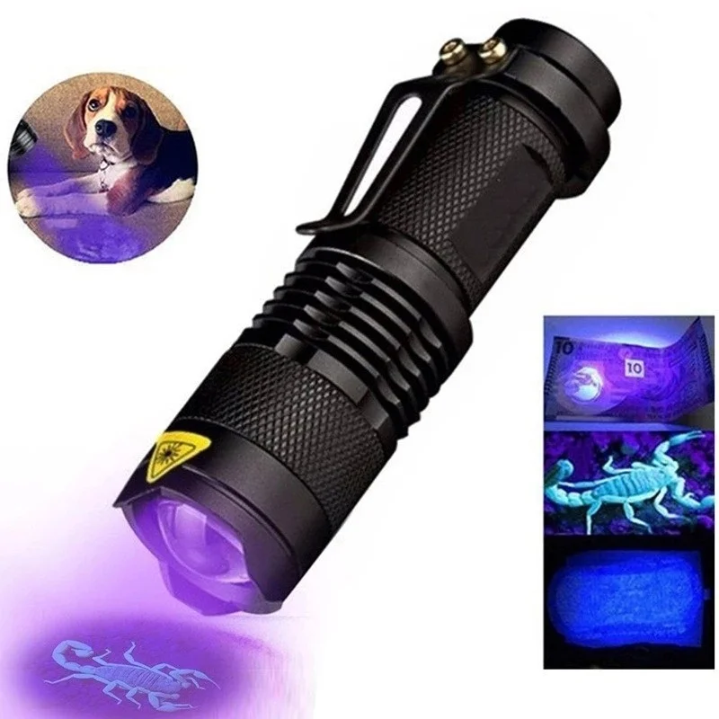 UV LED Flashlight Portable Blacklight 395nm Wavelength Violet Light Pet Urine Scorpion Feminine Hygiene Detector Torch