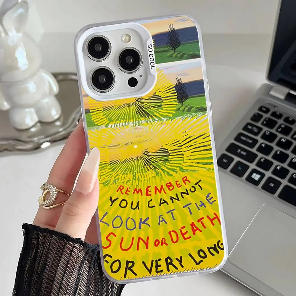 Art D-David H-Hockney Phone Case For iPhone 16,15,14,13,12,11,Pro,XS,Max,Plus,Mini,SE White Candy Matte Shockproof Cover