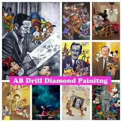 Walt Disney z Myszką Miki 5D DIY AB Drill Diamond Painting Mosaic Art Rhinestone Cross Stitch Home Decor Prezenty dla dzieci