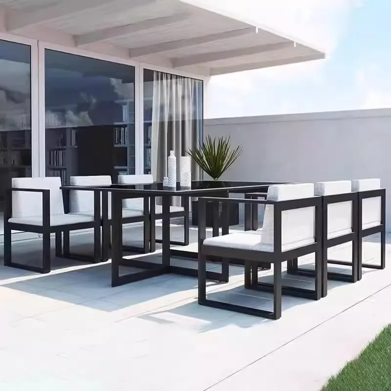 Outdoor tables and chairs, courtyard aluminum alloy garden, open-air balcony, leisure waterproof and sunscreen