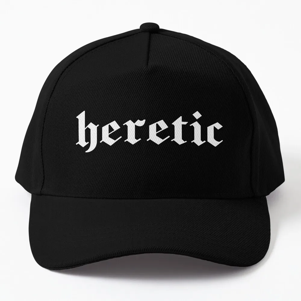 heretic in white gothic letters - blackletter art Baseball Cap hiking hat Streetwear Military Tactical Cap Hat For Women Men's