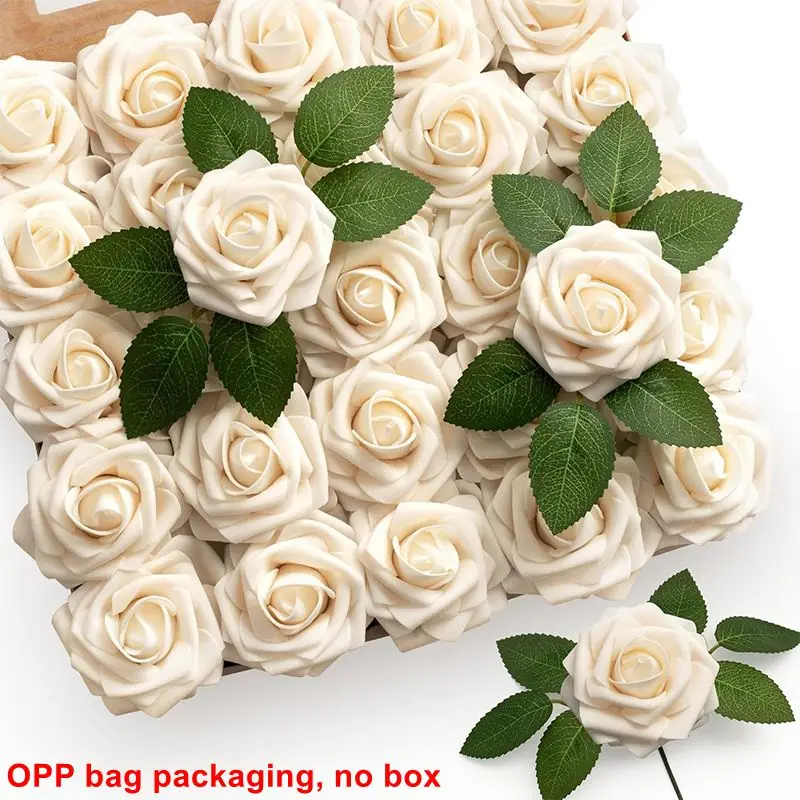 5/10/20 Stück künstliche Rosenblüten, künstliche Blumen, Schaumstoff-Rosen, mit Stiel für DIY-Hochzeitssträuße, Ornamente, Party, Heimdekoration – Detail 10