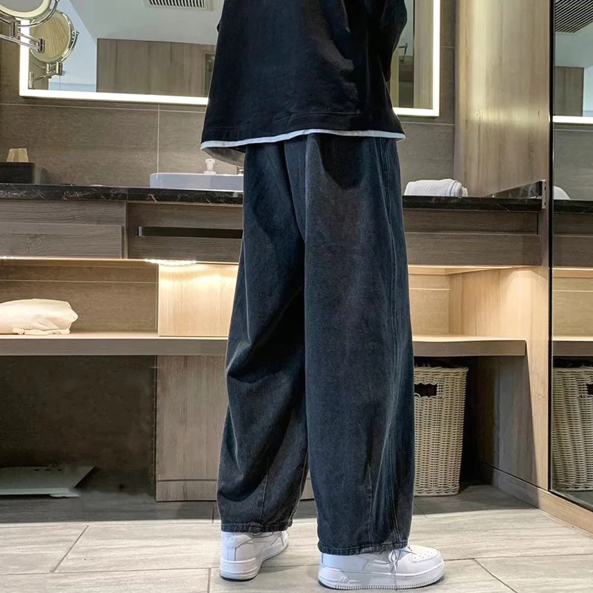 

Мужские джинсы оверсайз прямого кроя, свободные, в стиле Dad, для повседневной носки, с низкой/средней посадкой, из микроэластичного денима