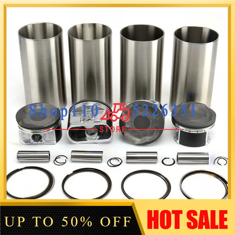 

2TR Piston + Cylinder Liner + Piston Rings 4-cylinders For 2TR-FE 2TRFE Overhaul Rebuild Kit Engine Parts STD