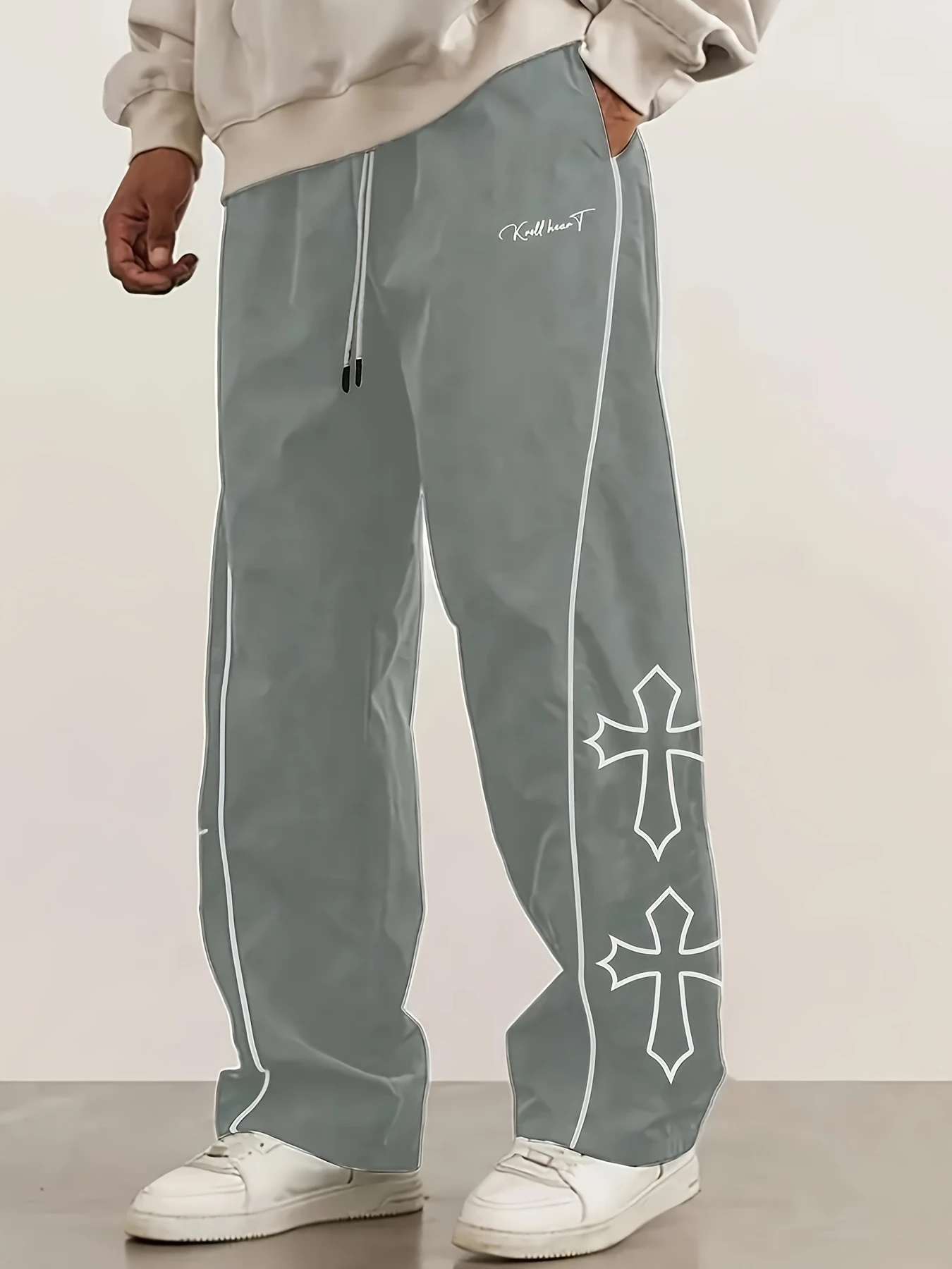 2026 New Style Cross Graphic Print Wide Leg Pants Elastic Drawstring Loose Y2K Hip Hop Streetwear Casual Long Trousers kids