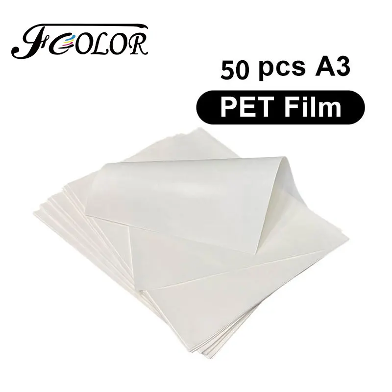 

FCOLOR A3 DTF PET Film Hot Peeling 50 Sheets/pack Double Coated for Epson A3 L1800 DTF Printer DTF Heat Transfer Film