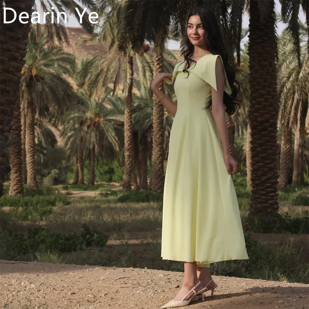 Customized Prom Gown Dearin V-neck A-line Ankle Length Skirts Vertically Bespoke Occasion Dresses Evening Saudi Arabia Formal Dr