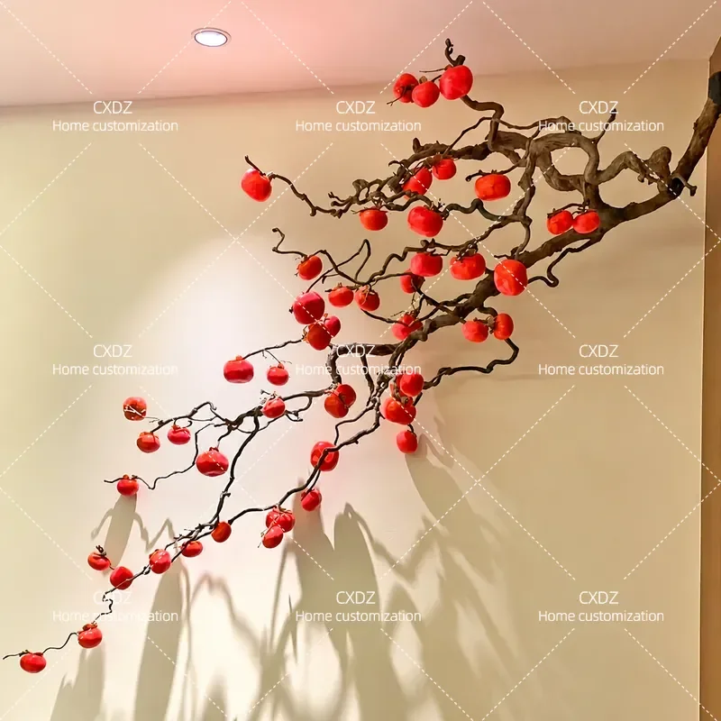 Inverted persimmon tree simulation green plant hanging branches hanging dragon jujube modeling tree entrance indoor hotel