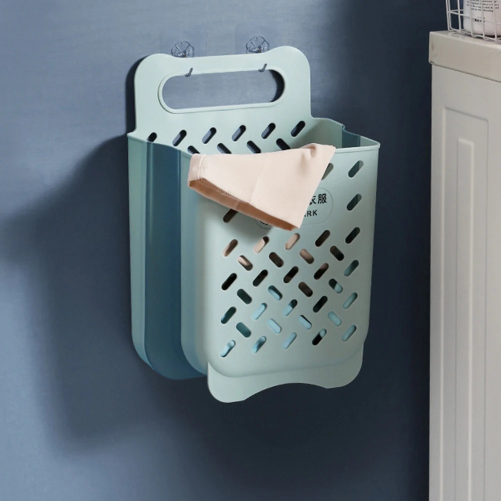 

Wall Hanging Laundry Basket Foldable Clothes Basket Heavy-Duty Pp Tpe Material Strong Bearing Capacity Space Saving Collapsible