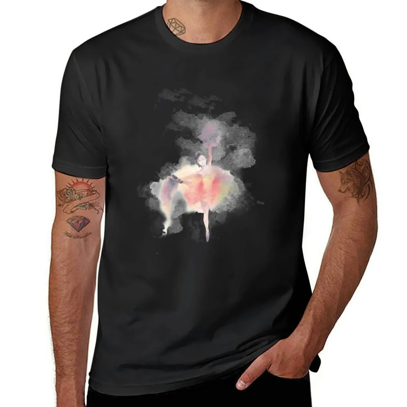 Balet Dancer Watercolor Art T-Shirt vintage sweat T-shirts for men cotton