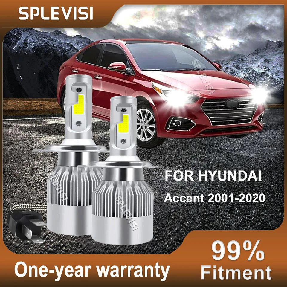 

2Pc 9003/H4 Led Headlight Bulbs High/Low Beam 12v 6000K for Hyundai Accent 2001-2020 2002 2003 2004 2005 2006 2007 2008 2009