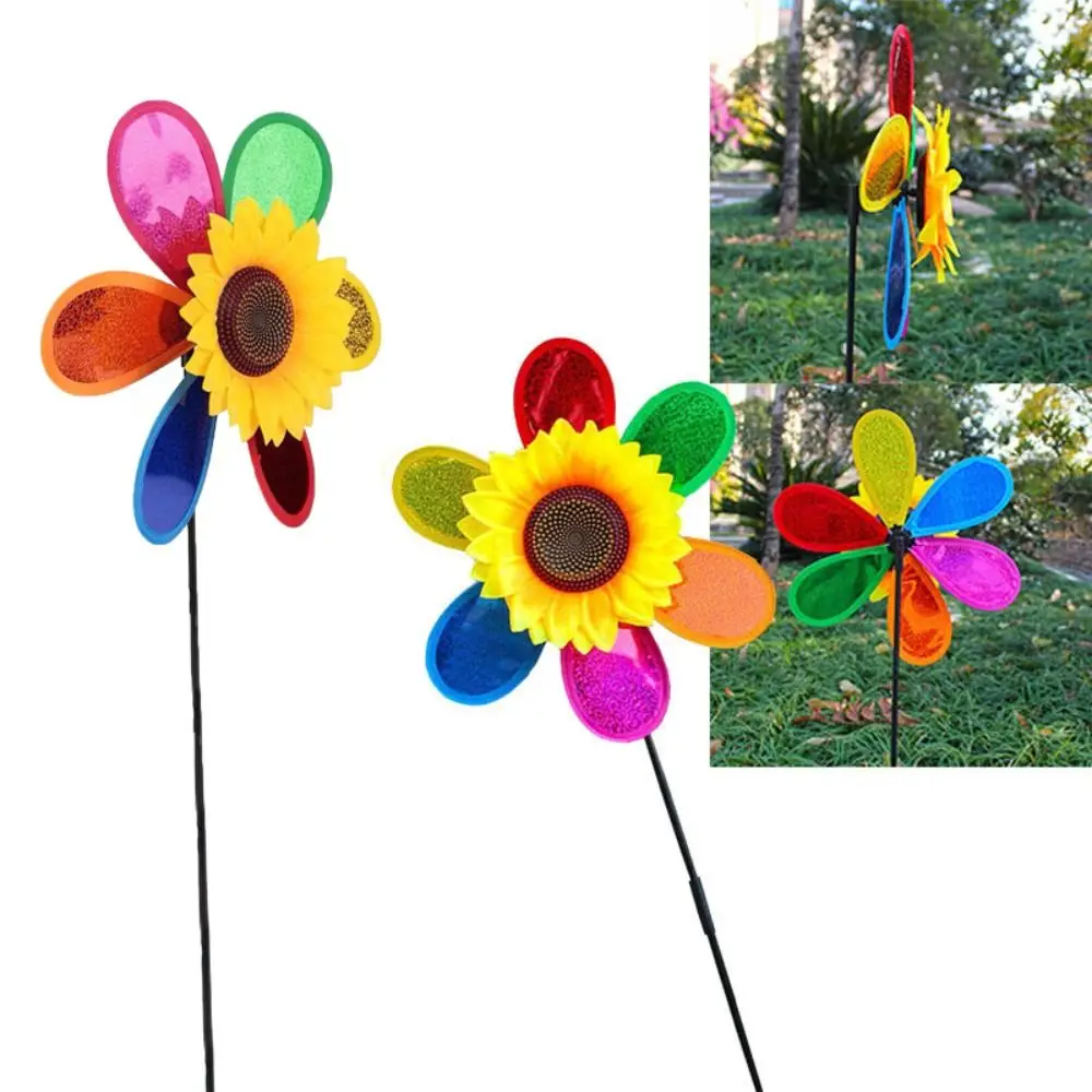 Pailletten Sonnenblume Windmühle Blume Schöne Handheld Windmühle Kunststoff Wind Spinner Garten Hof Outdoor Zelt Balkon Dekor