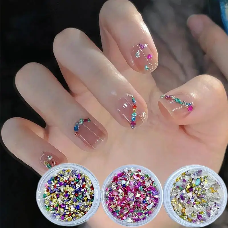 1 Box Kleurrijke Mini Steen Nail Art Decoraties Meerdere Vorm Grind Nagelbedels voor het maken van DIY Franse Stijl Nagelaccessoires