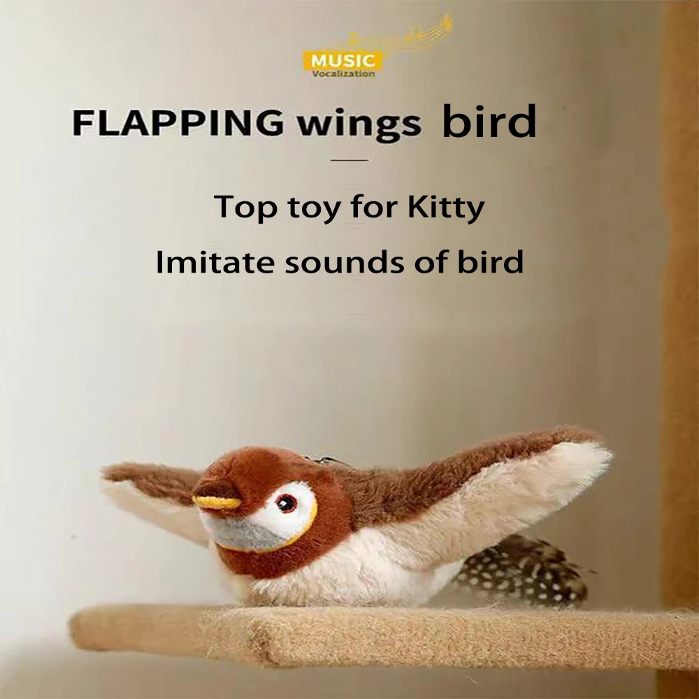 

Interactive Cat Toys Rechargeable Electric Chirping Flapping Bird(no Flying) Catnip for Door Cats Touch Activated Plush