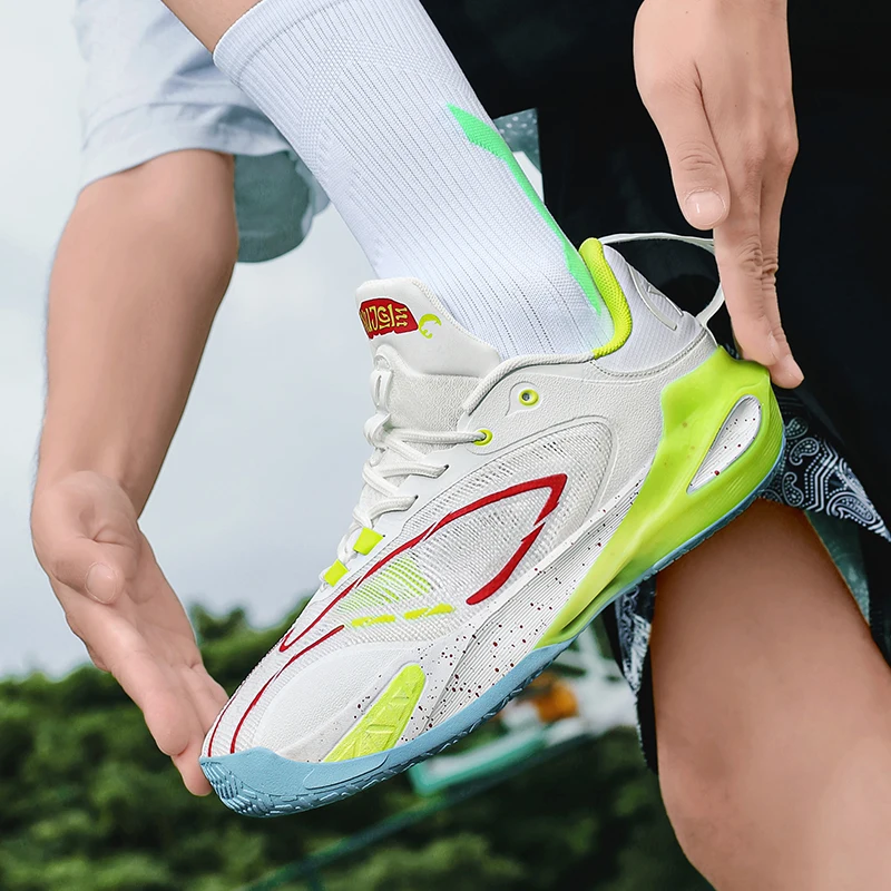 

Breathable flexible basketball training shoes shock absorption wear resistant rubber sole simple all match youth daily sneakers