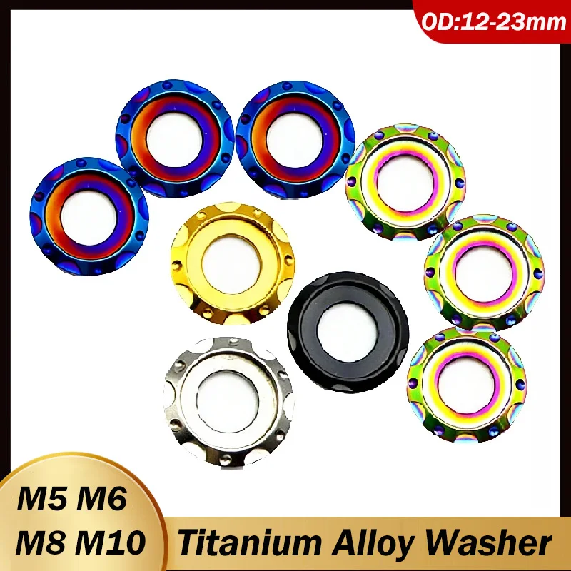 1/2/3/5/10pcs M5 M6 M8 M10 Titanium Washer Fancy Decorative Gasket Spacer Titanium Spacer for Bike Motorcycle Car