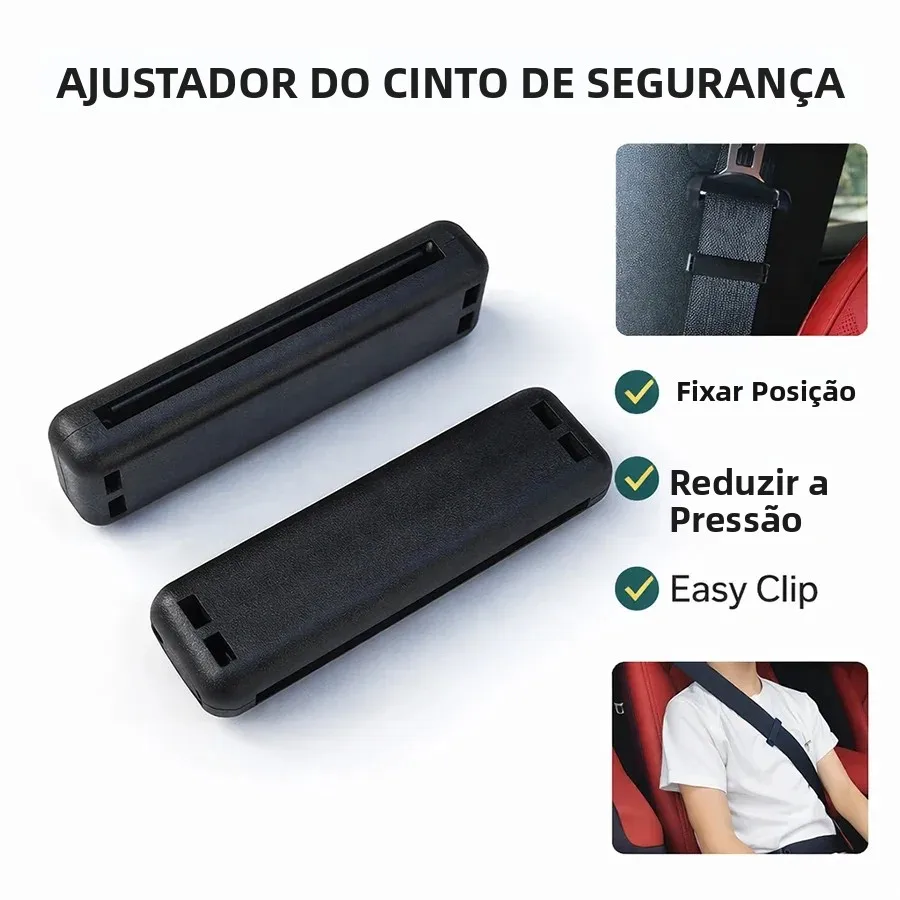 2 Peças Ajustador de Cinto de Segurança Automotivo Antiderrapante Fixador de Posição de Cinto de Segurança Ajustável Design Compacto Universal