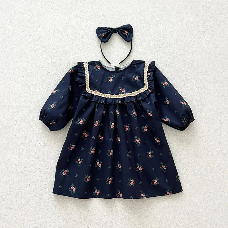 Spring and Autumn2025Girls Sweet Princess Dress Autumn Children's Clothing Dress Baby Clothes Baby Girl New Long Sleeve Skirt