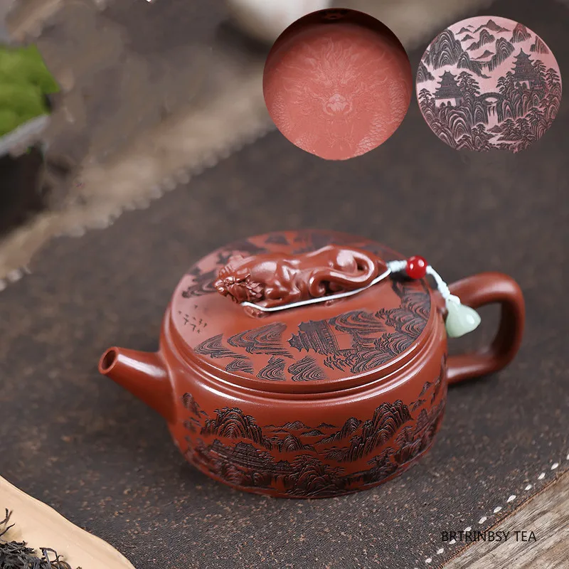 

Chinese Yixing Purple Clay Teapot Household Landscape Tea Pot Handmade Beauty Tea Infuser Kettle Teaware Zisha Tea Set 240ml