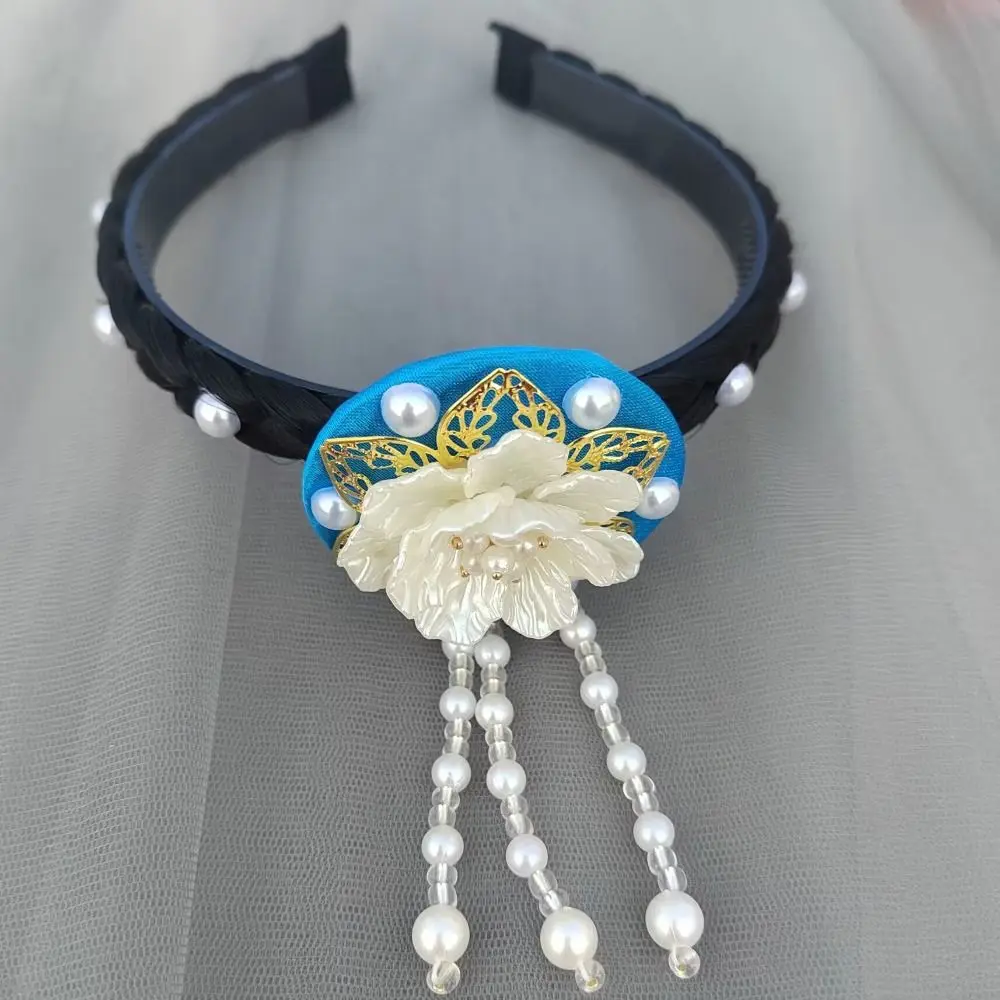 

Fashion Flower Korean Headband Tassel Beaded Hanbok Hairband Pearl Headdress Stage Dance Hair Hoop Children